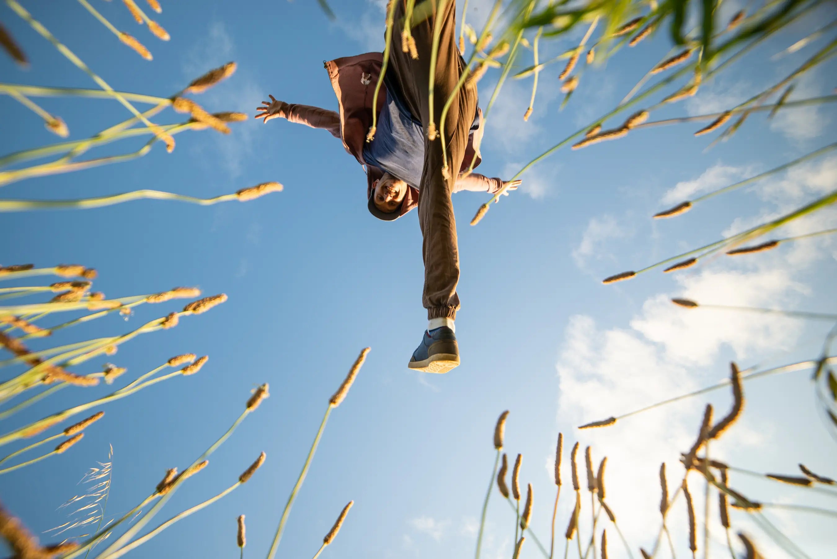 man jumping in joy