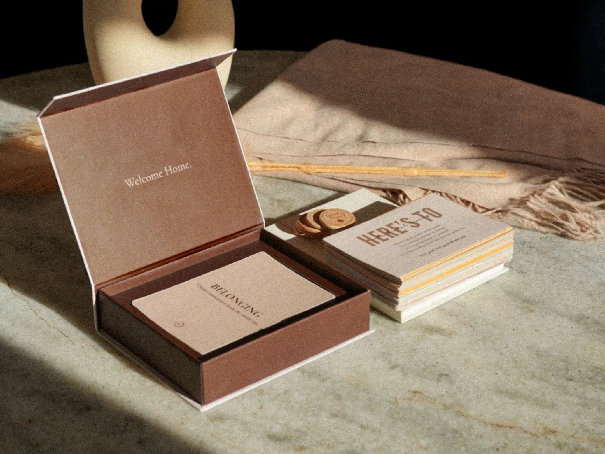 blink deck with 'Welcome Home' text on a textured surface